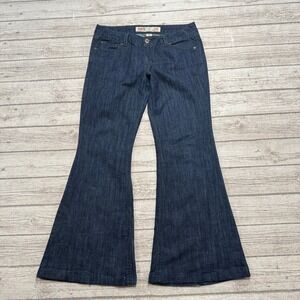 Mossimo Jeans Women's 11 Blue Dark Wash Flared Denim Lowest Rise Bell Bottoms